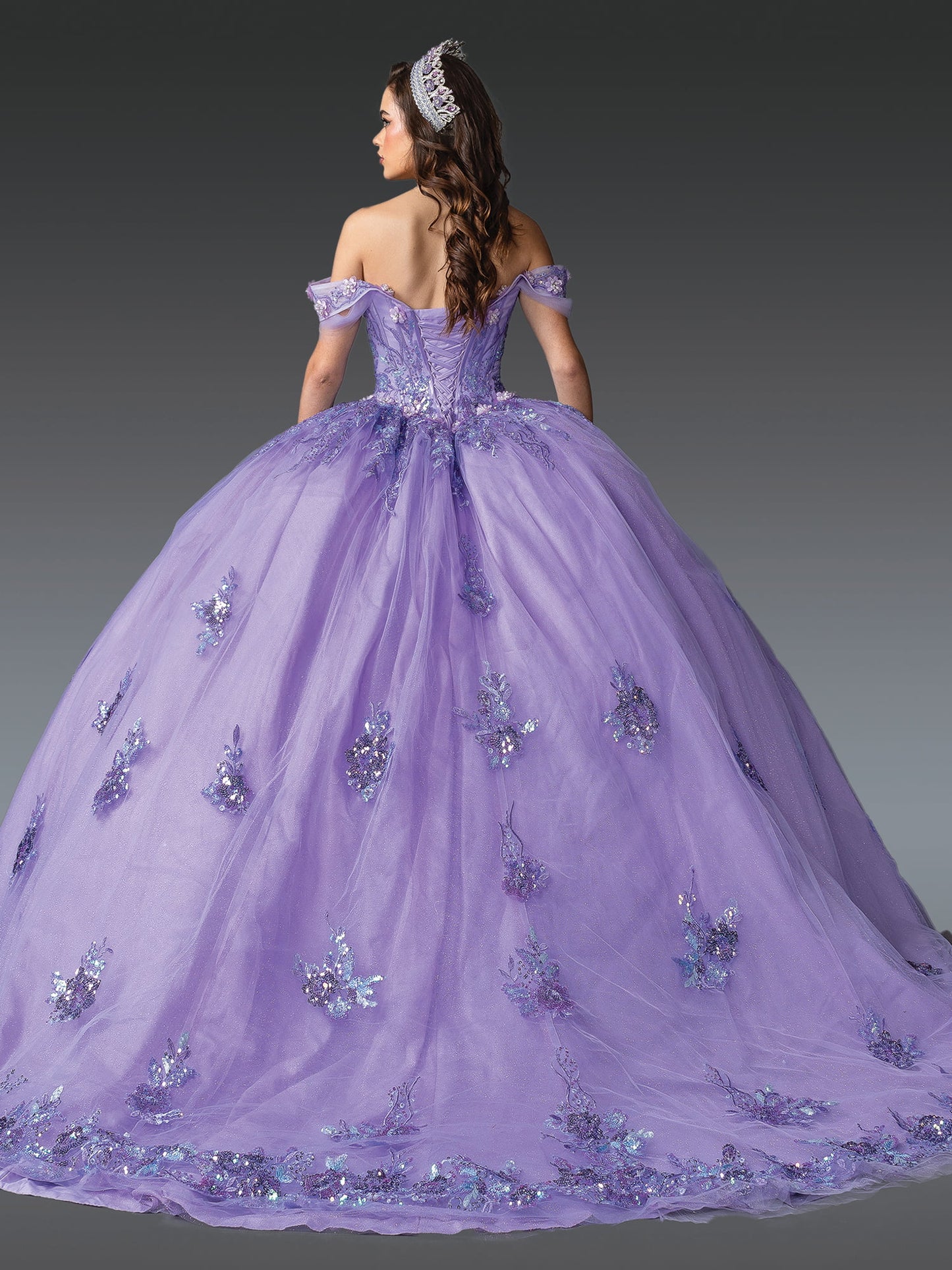 Luxurious Off-Shoulder Ball Gown Quinceañera Dress with Glitter Appliqués and Embellished Bodice Quinceanera Dress