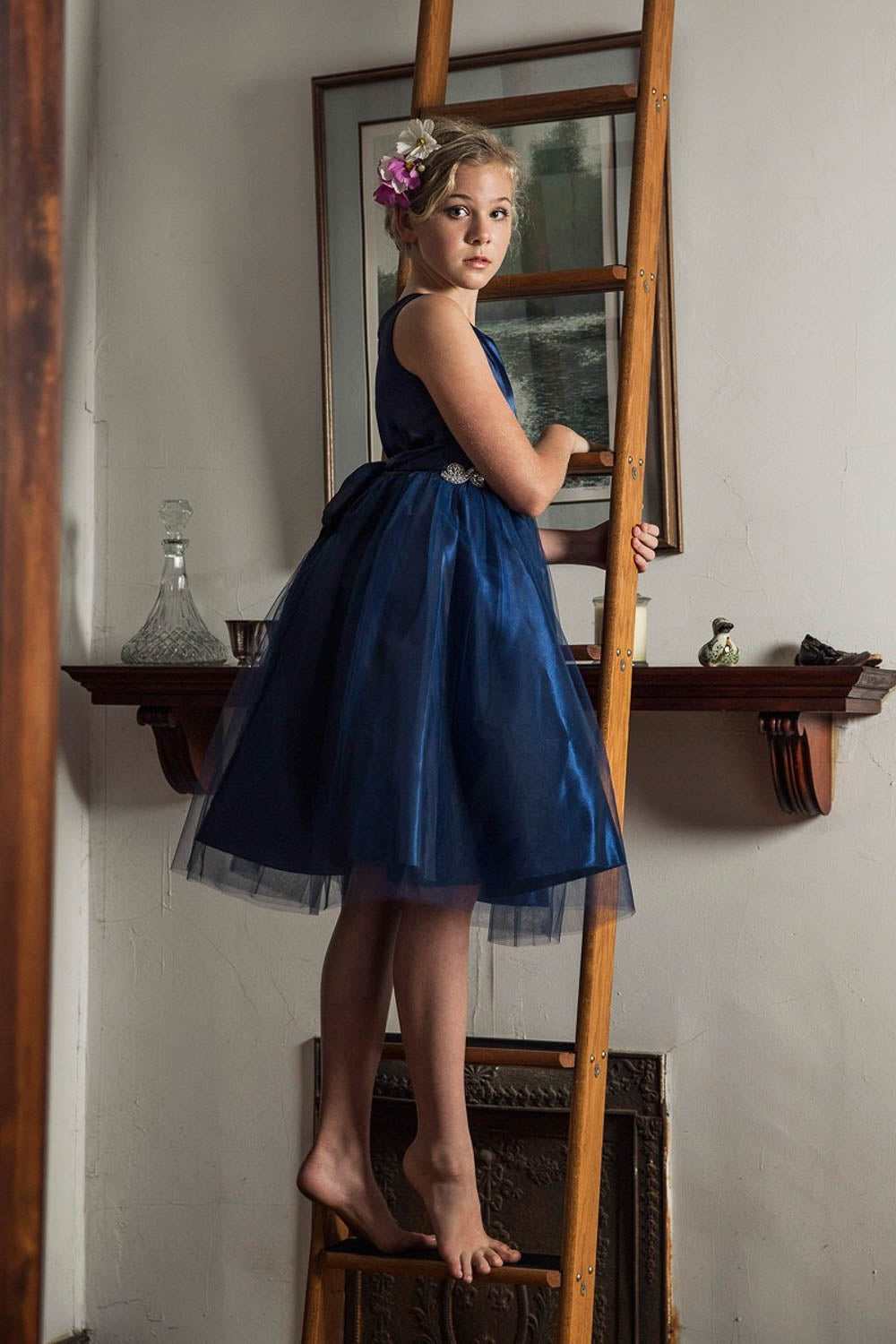 Rhinestone-Satin top with Tulle Skirt
