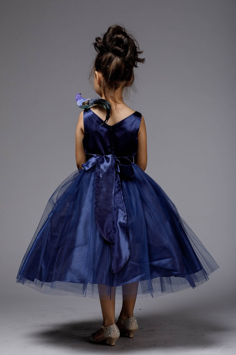 Rhinestone-Satin top with Tulle Skirt