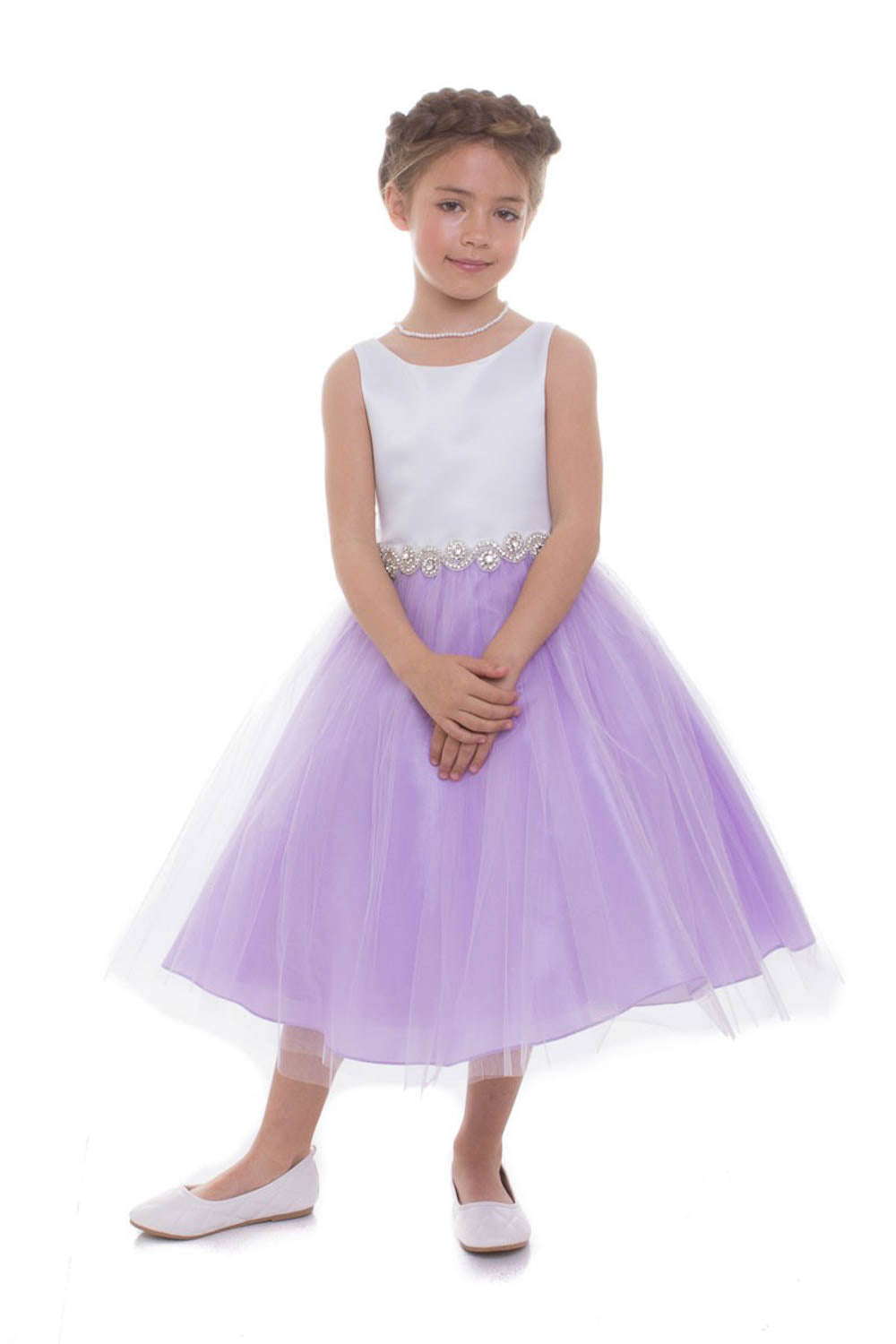 Rhinestone-Satin top with Tulle Skirt