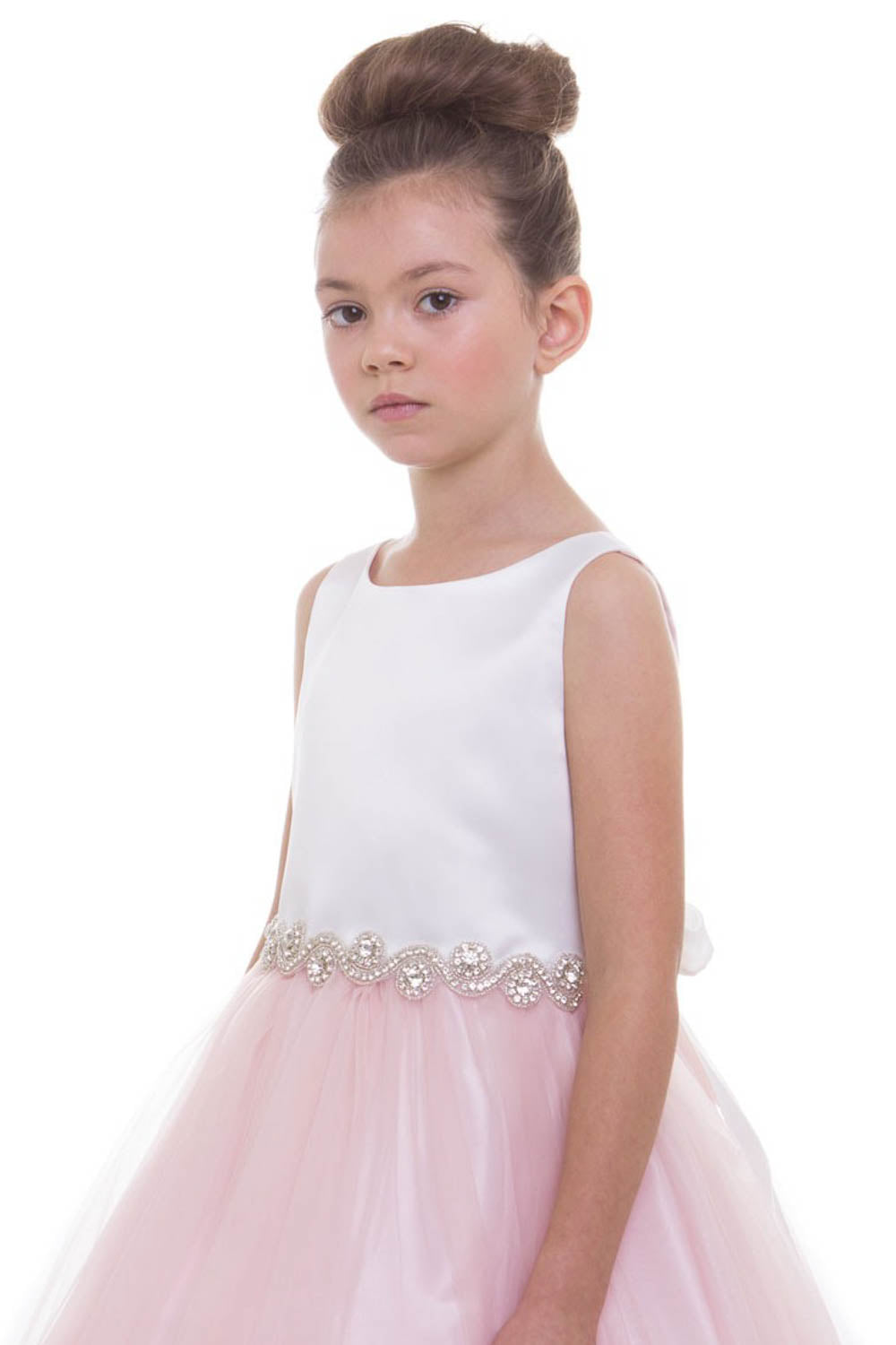 Rhinestone-Satin top with Tulle Skirt