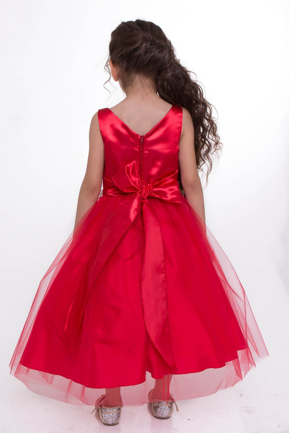 Rhinestone-Satin top with Tulle Skirt
