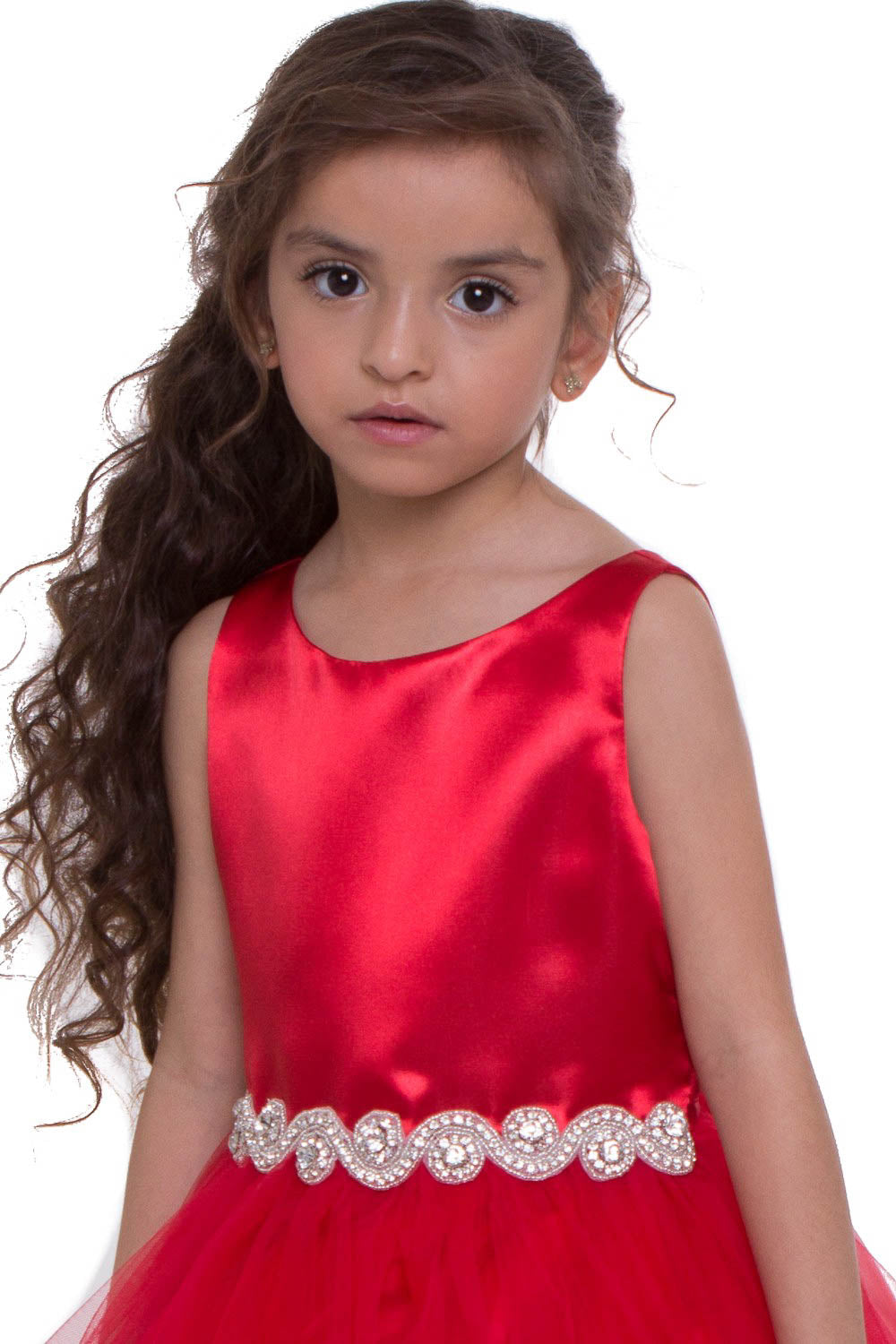 Rhinestone-Satin top with Tulle Skirt