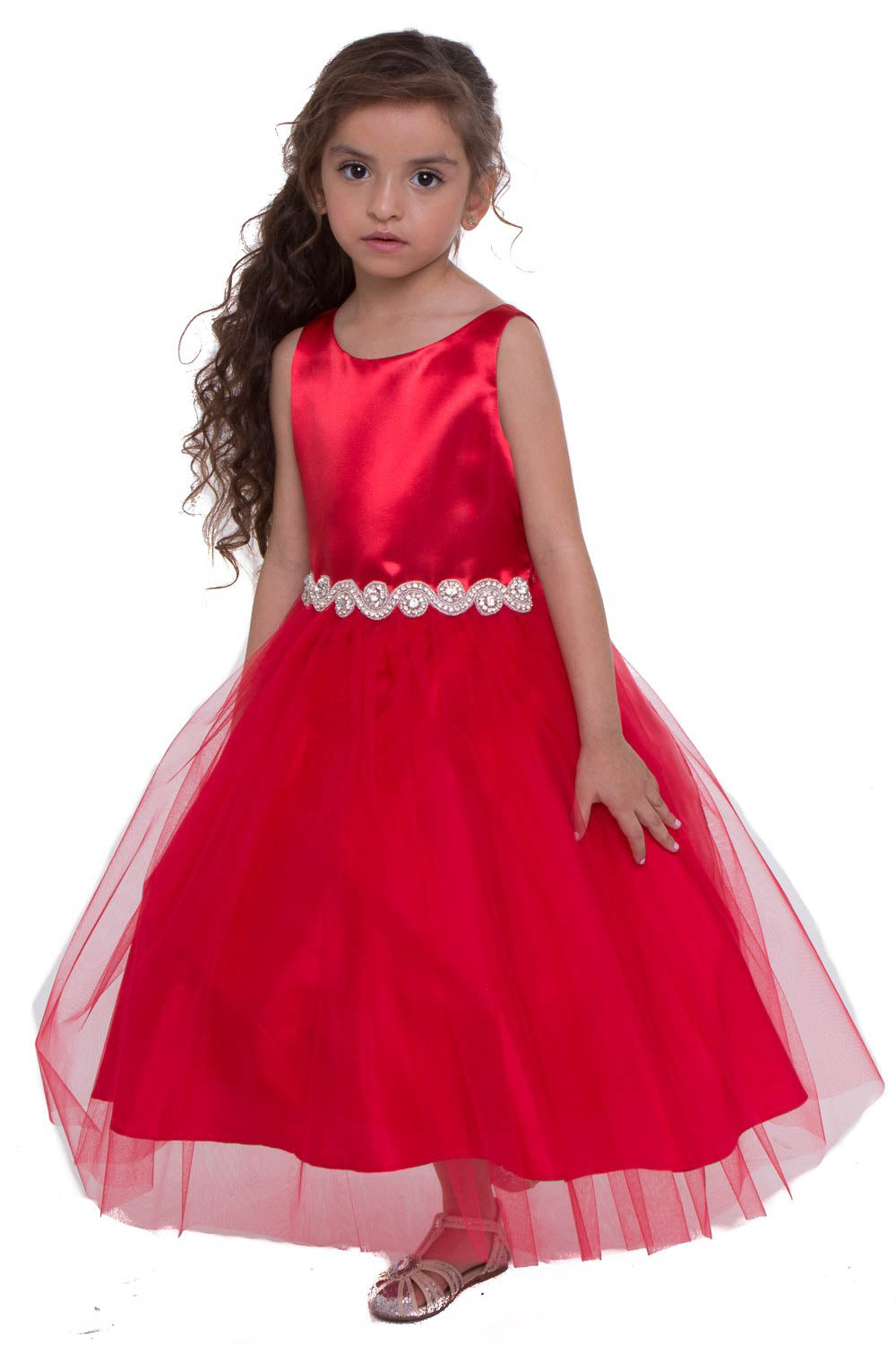 Rhinestone-Satin top with Tulle Skirt