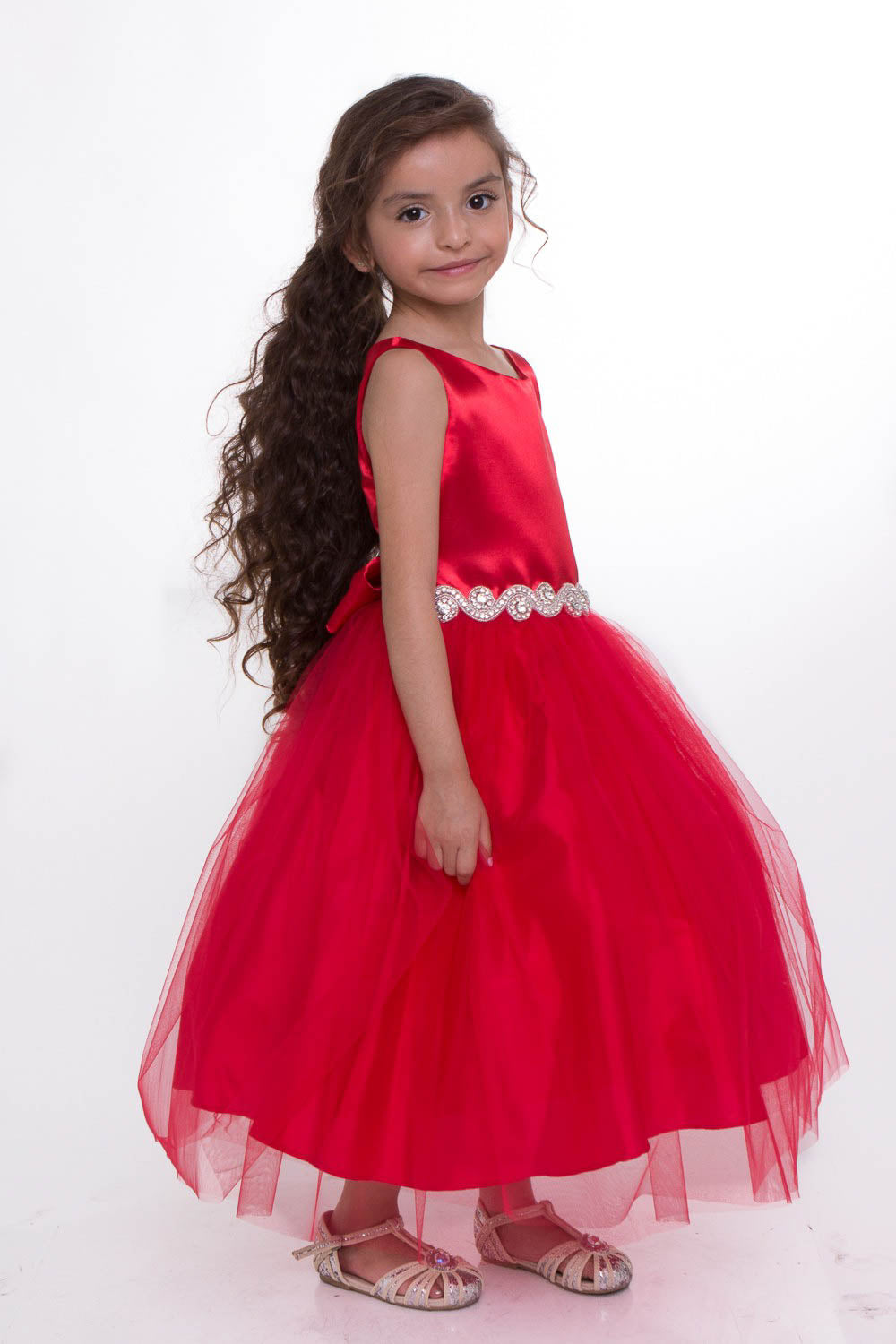 Rhinestone-Satin top with Tulle Skirt