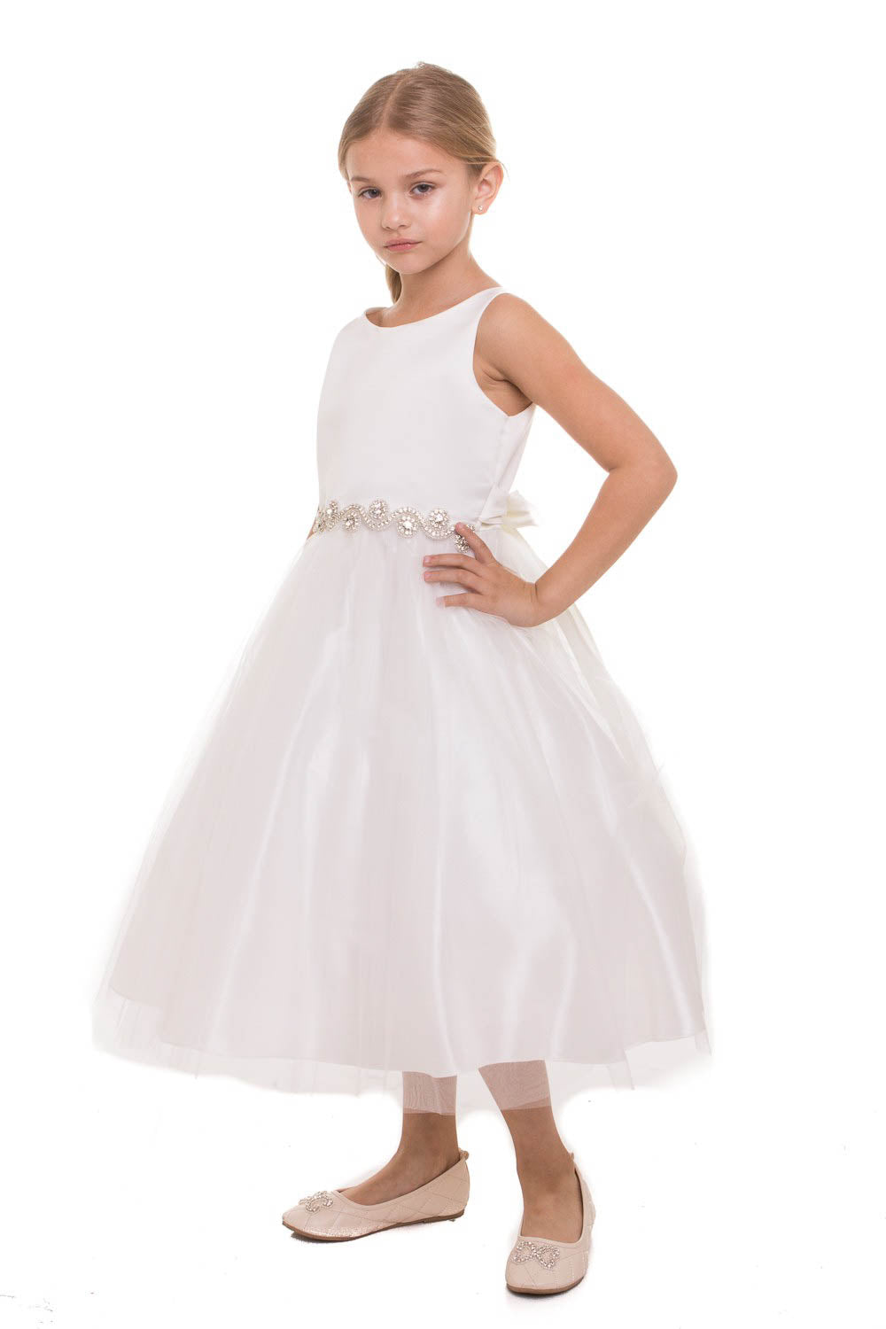 Rhinestone-Satin top with Tulle Skirt