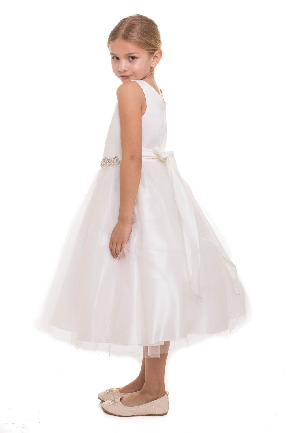 Rhinestone-Satin top with Tulle Skirt