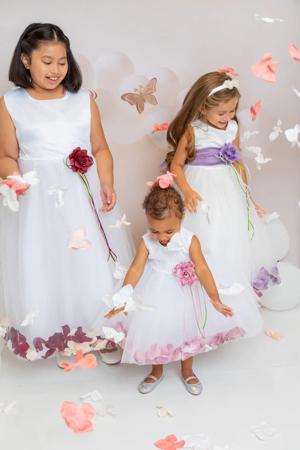 Blush Satin Flower Petal Girl Dress