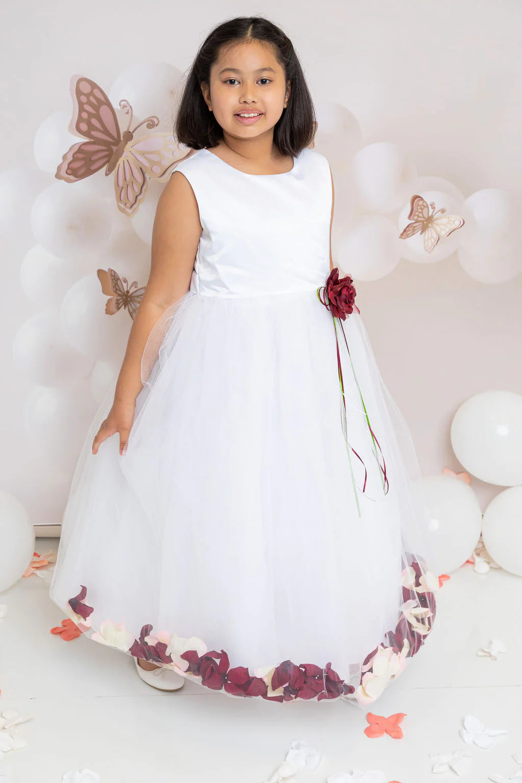Blush Satin Flower Petal Girl Dress
