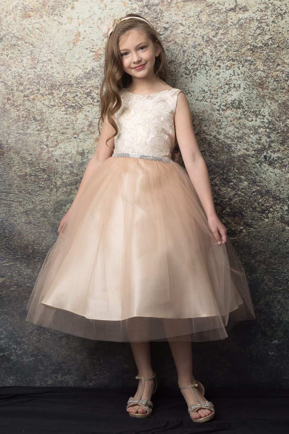 Floral Print Jacquard Top With Tulle Skirt Style #300