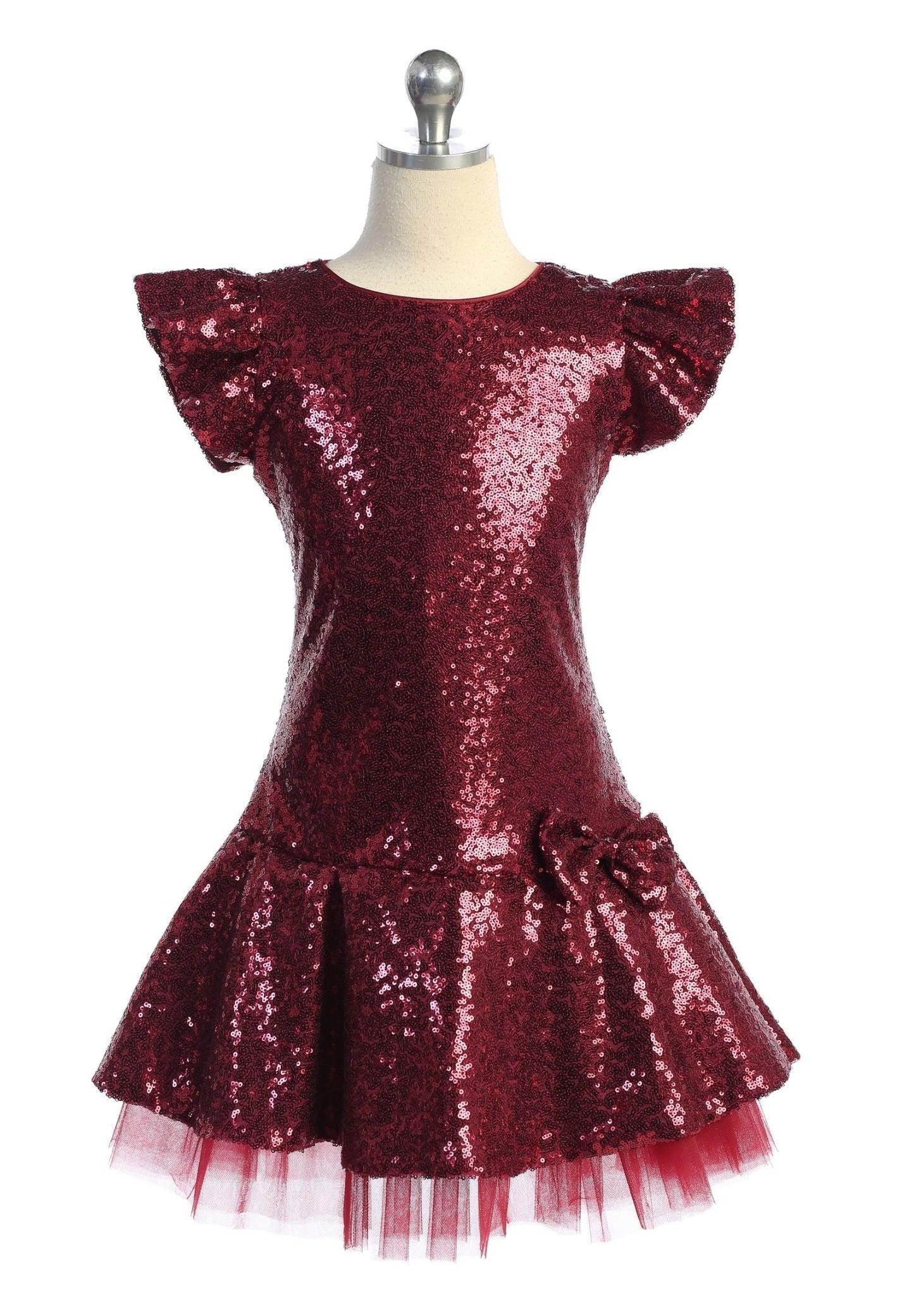 Sequin Ruffle Sleeve Tutu Dress/Blush Pink