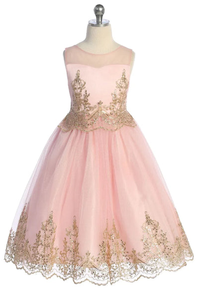 Sale! Gold Cording Embroidery Dress Pink