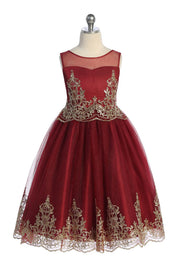 Sale! Gold Cording Embroidery Dress Burgundy
