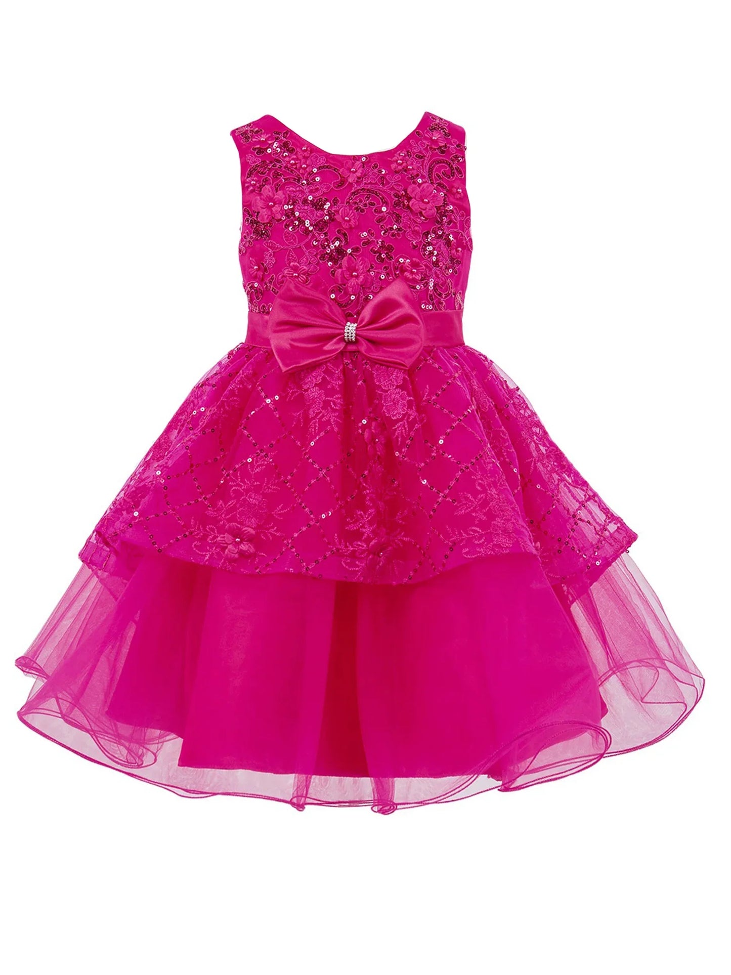 Elegant sleeveless sequin top, ribbon waistline and layered skirt/Mint