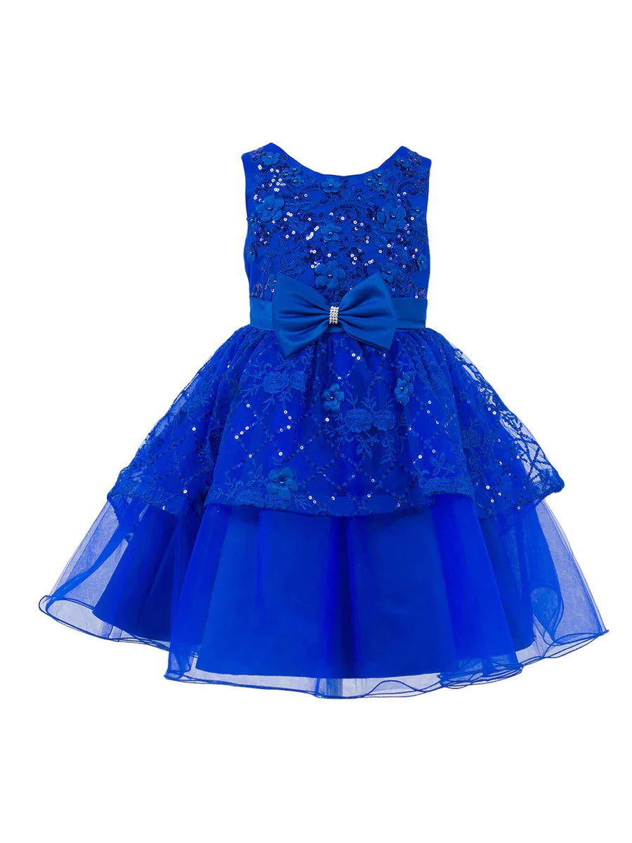 Elegant sleeveless sequin top, ribbon waistline and layered skirt/Mint