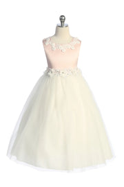 Sale! -A- Luxurious Princess Ballgown Dress w/ Floral Trim