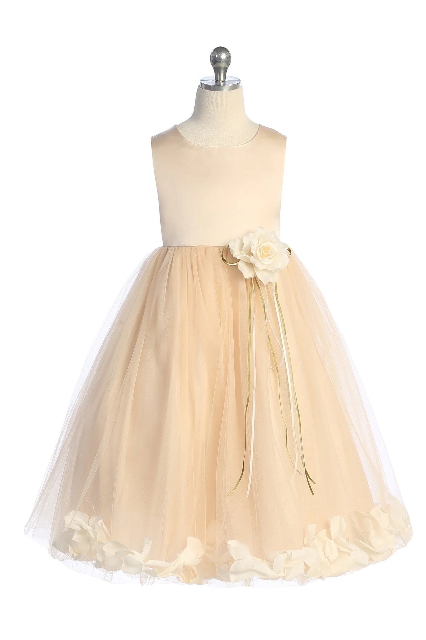 Blush Satin Flower Petal Girl Dress