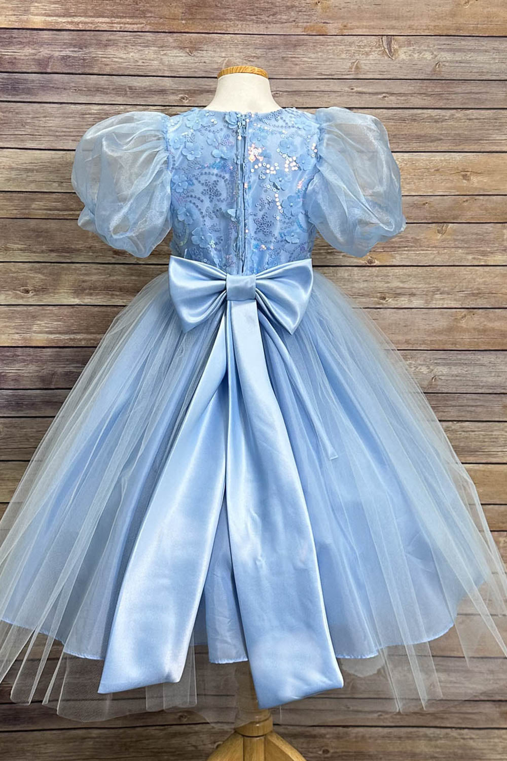 Puff Organza Sleeve with sequin and Flower Bodice Dress Style #317