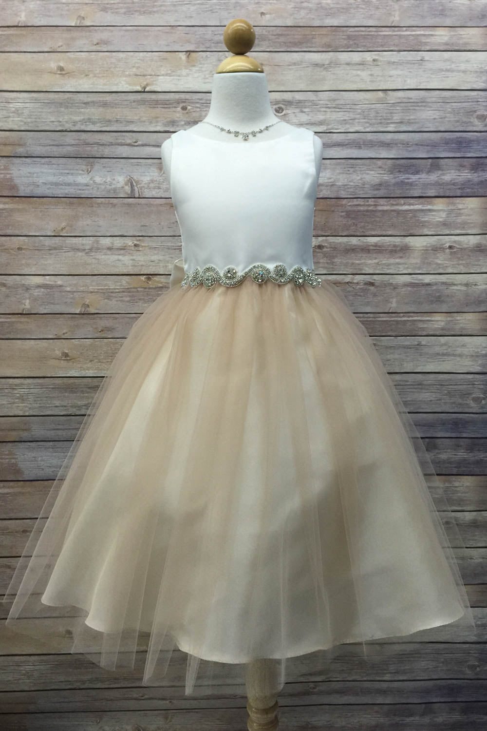 Rhinestone-Satin top with Tulle Skirt