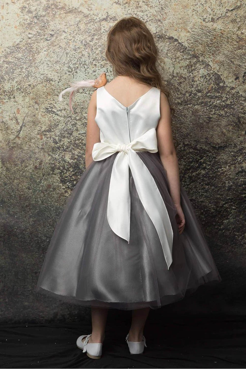 Rhinestone-Satin top with Tulle Skirt