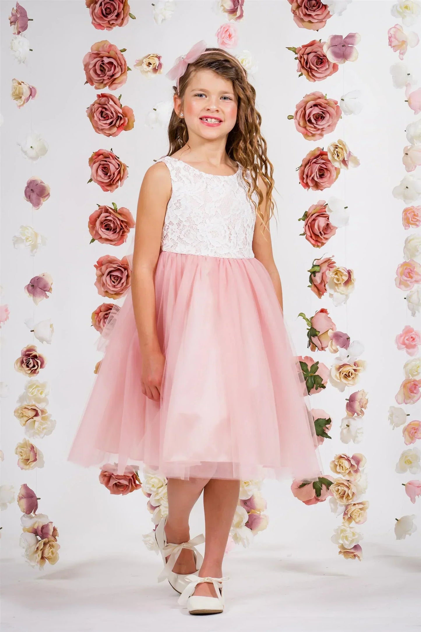 Lace Illusion Dress/Dusty Rose