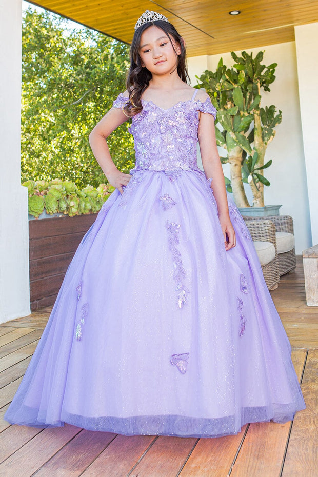 Girls Butterfly Cape Sleeve Gown STYLE NO : 8075