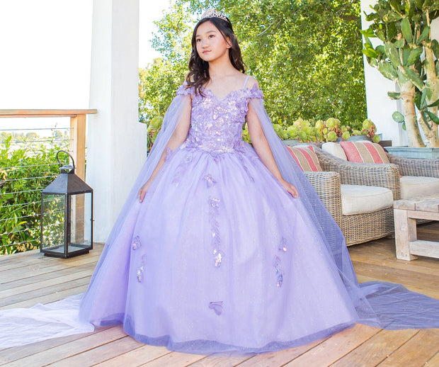 Girls Butterfly Cape Sleeve Gown STYLE NO : 8075