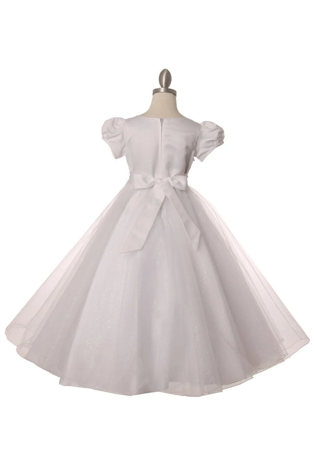 Style# 2012 Communion Dress flower lace tulle dress with pearls