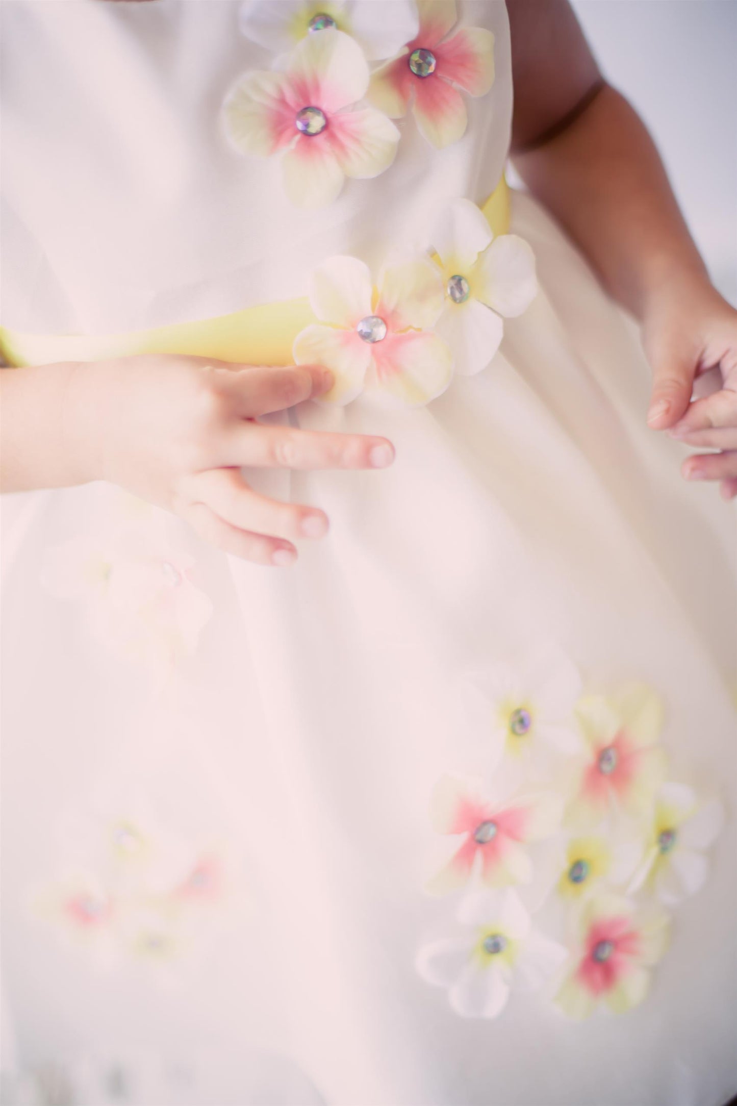 Style No. 219-F Shantung Dress Decorated with Flower Petals