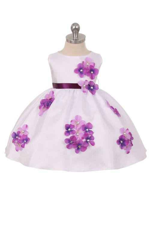 Style No. 219-F Shantung Dress Decorated with Flower Petals