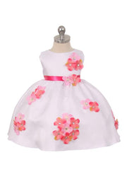 Style No. 219-F Shantung Dress Decorated with Flower Petals