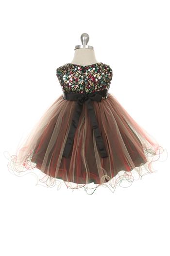 Style No. 328 Multi-Sequin Trio Color Tulle Dress