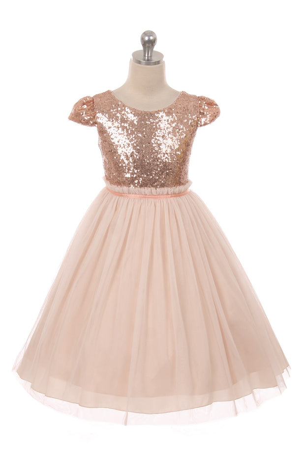 Style No. 410 Sequin Mesh Pleated Dress