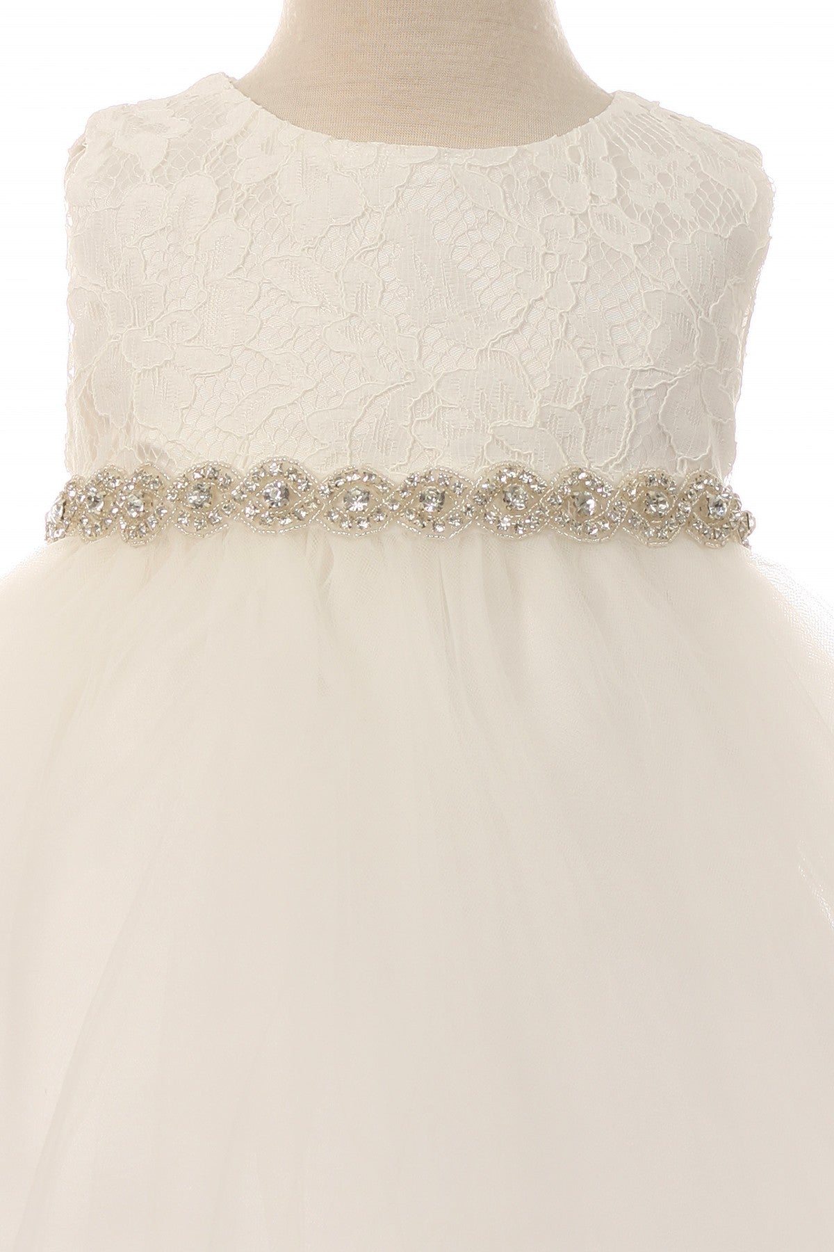 Style No. 456B-A Lace Dress w/ Rhinestone Trim