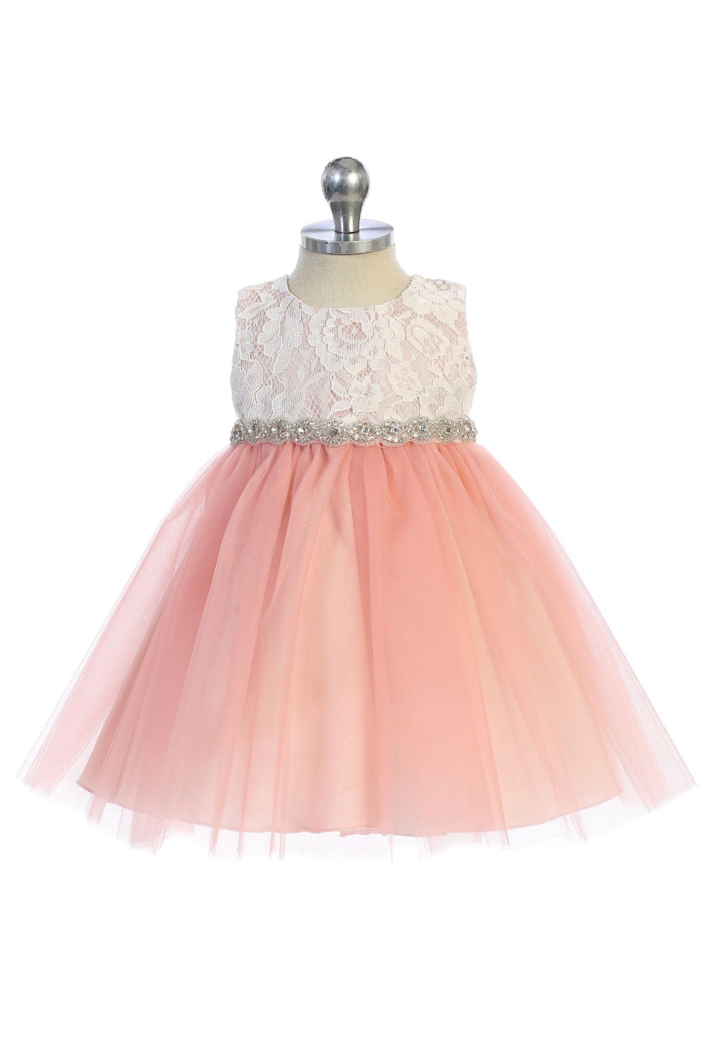 Style No. 456B-A Lace Dress w/ Rhinestone Trim