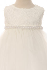 Style No. 456B-C Lace Dress w/ Thick Pearl Trim