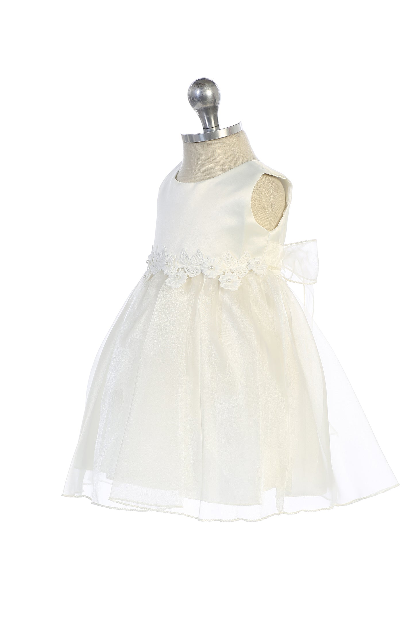 Style No. 459 Pearl Flower Embroidery Organza Baby Dress