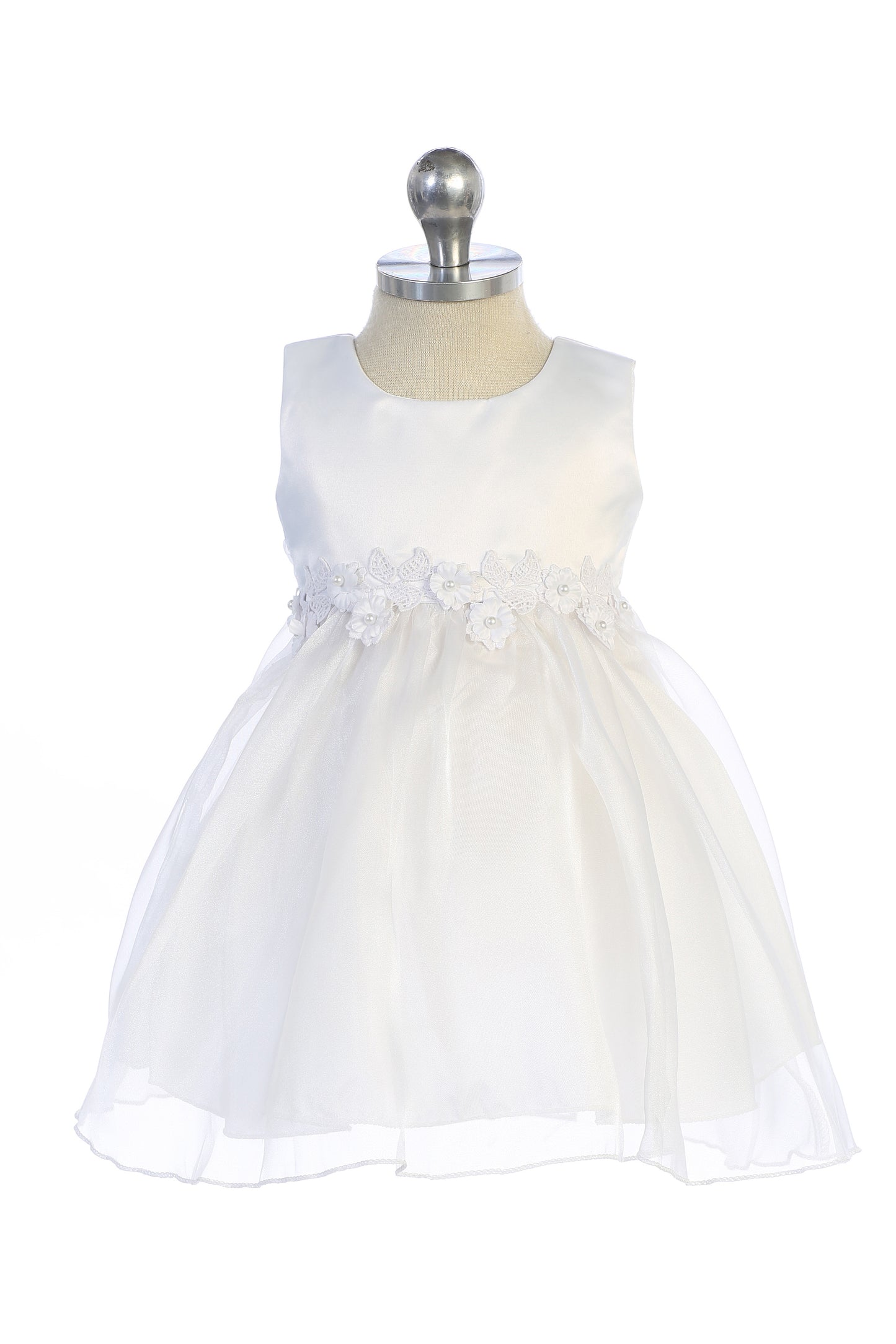 Style No. 459 Pearl Flower Embroidery Organza Baby Dress
