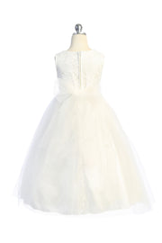 Style No. 524-D Long Lace Dress w/ Diamond Shape Rhinestone Trim
