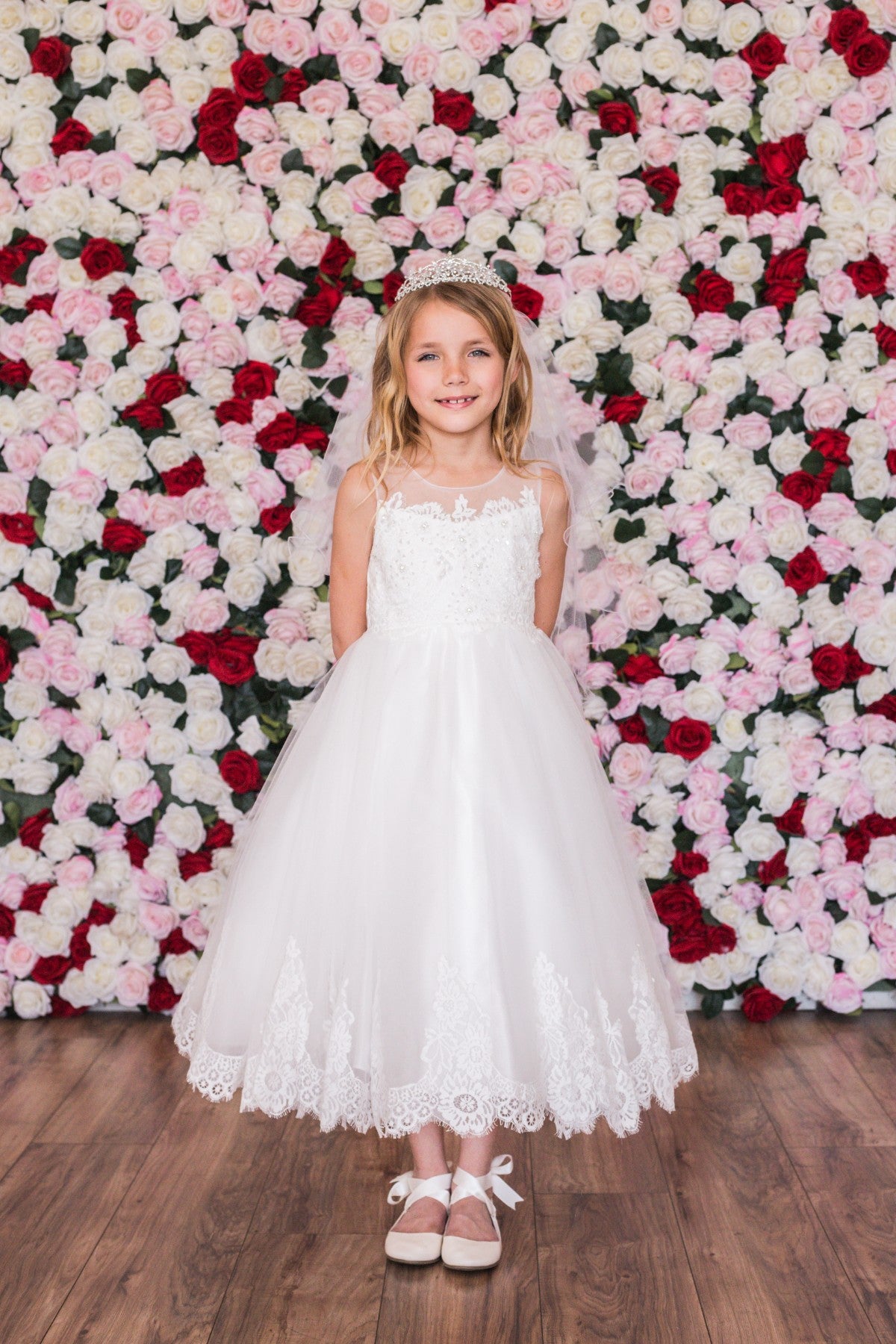 Style No. 7007 Lace Appliqué Illusion Bateau Dress