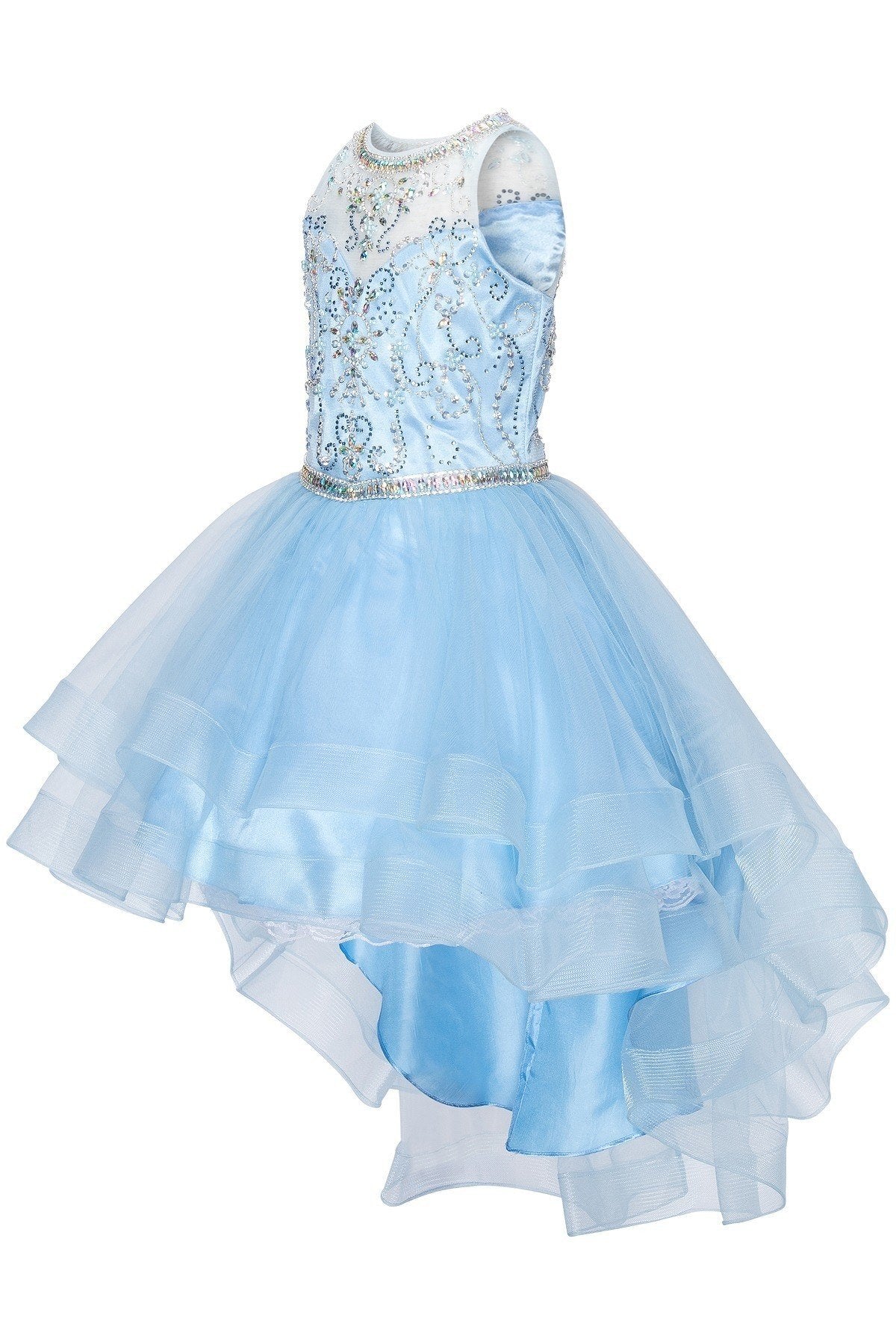 #5101 Party Dress with Halter neckline with pearls and jewel beaded, rhinestone and sequin bodice