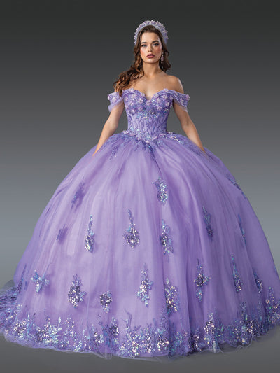 Luxurious Off-Shoulder Ball Gown Quinceañera Dress with Glitter Appliqués and Embellished Bodice Quinceanera Dress