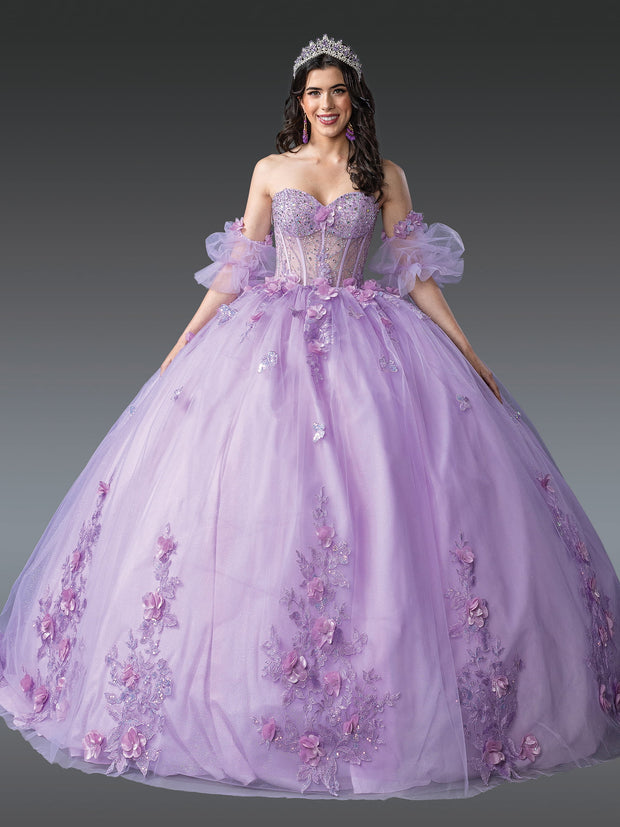 Luxurious Sweetheart Neckline Ball Gown Quinceañera Dress with Floral Embroidery and Sheer Puff Sleeves Quinceanera Dress