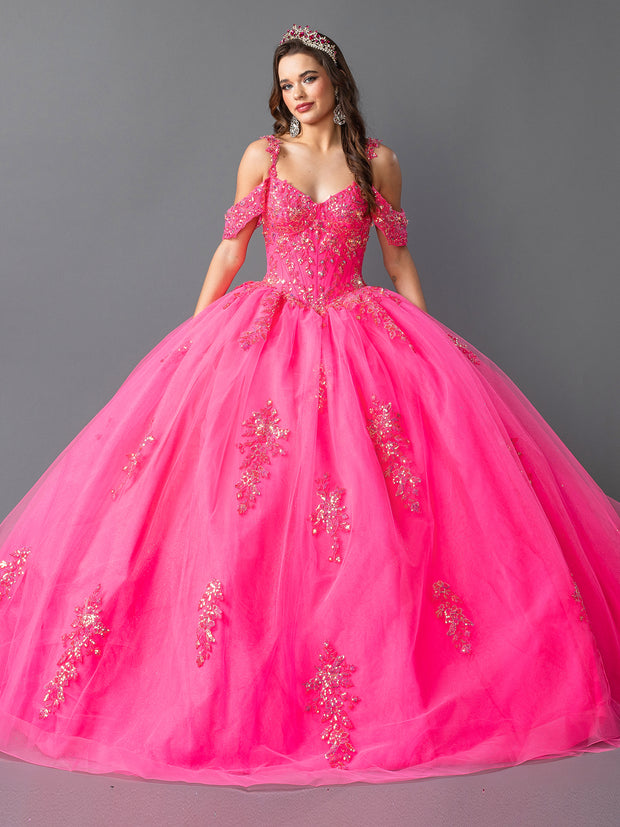Regal Ball Gown Quinceañera Dress with Embellished Bodice and Glittering Appliqués Quinceañera Dress
