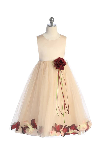 Sale! Blush Satin Flower Petal Girl Dress