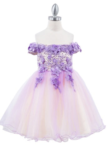 Style #9130 Gorgeous  Off Shoulder two tones Spring Dress Lilac