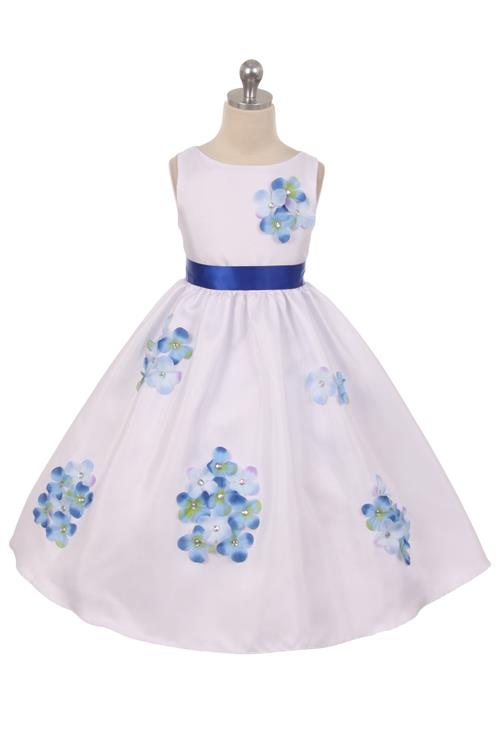 Style No. 204-F Shantung Dress Decorated with Flower Petals