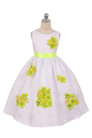 Style No. 204-F Shantung Dress Decorated with Flower Petals