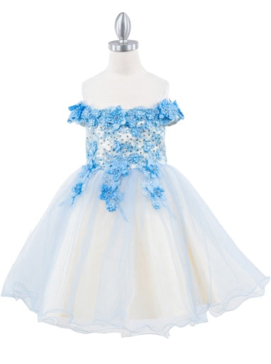 Style #9130 Gorgeous  Off Shoulder two tones Spring Dress Blue