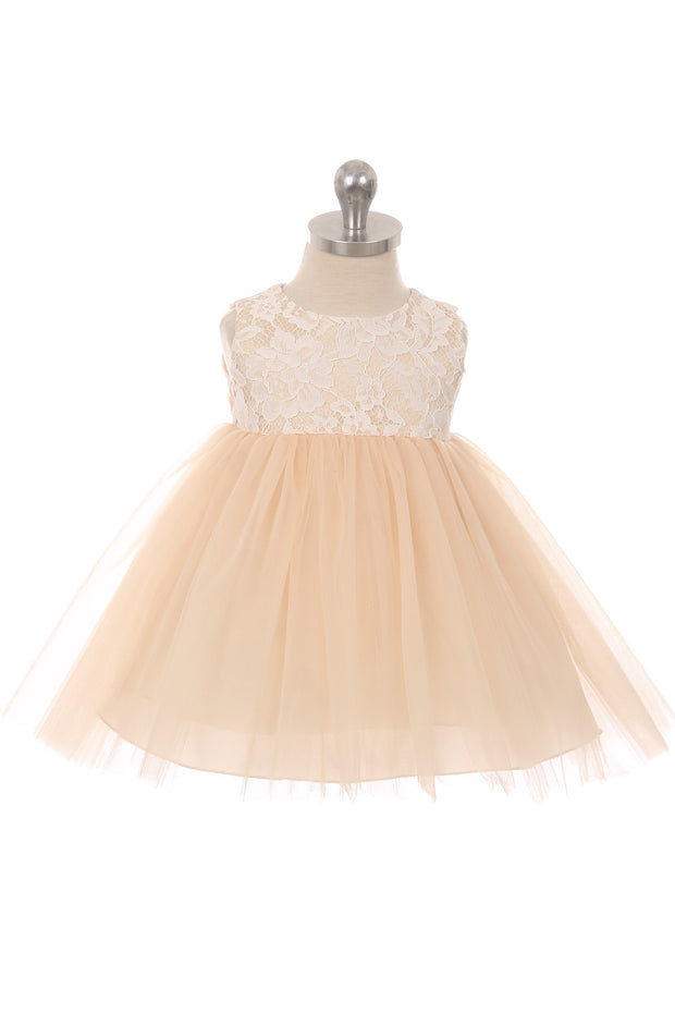 Style No. 414B Lace Illusion Baby Dress